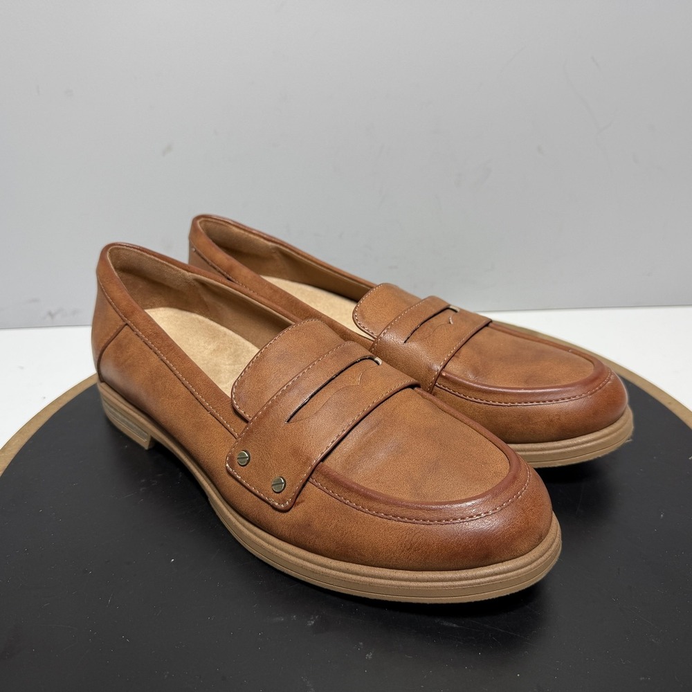 Dr Scholls Hello Loafer Women 9.5 Penny Slip On Studded Brown Business Casual - Picture 2 of 12